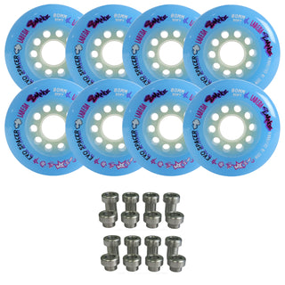 Labeda Smoke Evo Roller Hockey Wheels - Blue Soft 80mm - 8-Pack with Evo Spacers