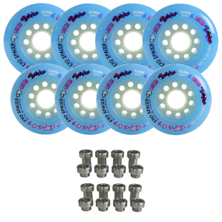 Labeda Smoke Evo Roller Hockey Wheels - Blue Soft Hilo 76mm/80mm - 8-Pack with Evo Spacers