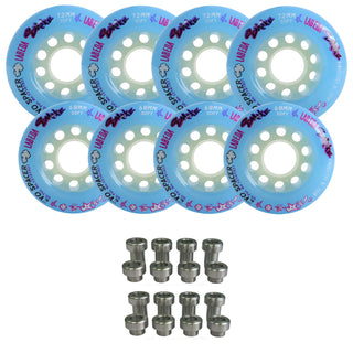 Labeda Smoke Evo Roller Hockey Wheels - Blue Soft Youth Hilo 68mm/72mm - 8-Pack with Evo Spacers