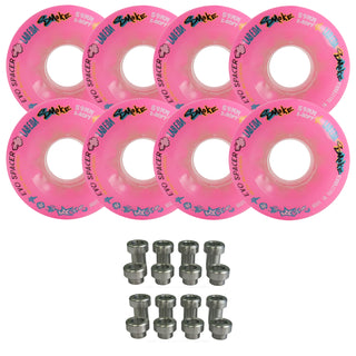 Labeda Smoke Evo Roller Hockey Wheels - Pink X-Soft 59mm - 8-Pack with Evo Spacers