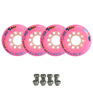 Labeda Smoke Evo Roller Hockey Wheels - Pink X-Soft 68mm - 4-Pack with Evo Spacers