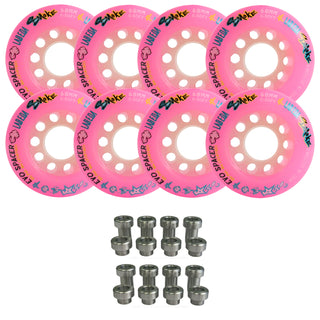 Labeda Smoke Evo Roller Hockey Wheels - Pink X-Soft 68mm - 8-Pack with Evo Spacers