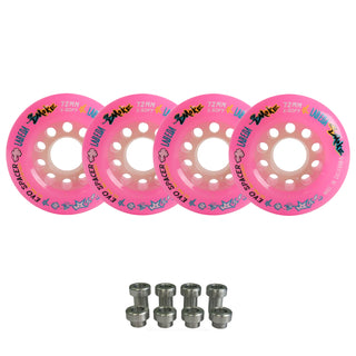 Labeda Smoke Evo Roller Hockey Wheels - Pink X-Soft 72mm - 4-Pack with Evo Spacers