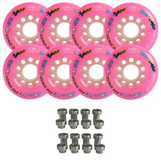 Labeda Smoke Evo Roller Hockey Wheels - Pink X-Soft 72mm - 8-Pack with Evo Spacers