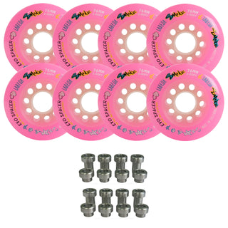 Labeda Smoke Evo Roller Hockey Wheels - Pink X-Soft 76mm - 8-Pack with Evo Spacers