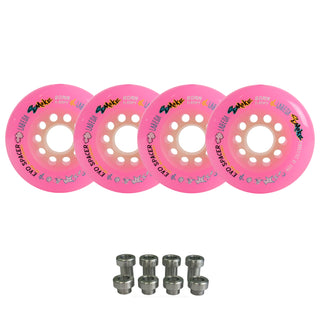 Labeda Smoke Evo Roller Hockey Wheels - Pink X-Soft 80mm - 4-Pack with Evo Spacers