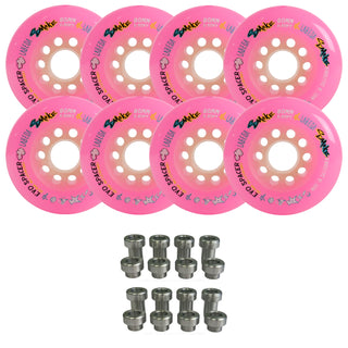 Labeda Smoke Evo Roller Hockey Wheels - Pink X-Soft 80mm - 8-Pack with Evo Spacers
