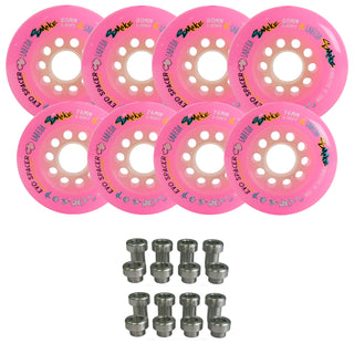 Labeda Smoke Evo Roller Hockey Wheels - Pink X-Soft Hilo 76mm/80mm - 8-Pack with Evo Spacers