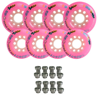 Labeda Smoke Evo Roller Hockey Wheels - Pink X-Soft Youth Hilo 68mm/72mm - 8-Pack with Evo Spacers