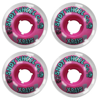 Snot Wheel Co. Skateboard Wheels 54mm X Rays 80A Pink/Clear Cruiser