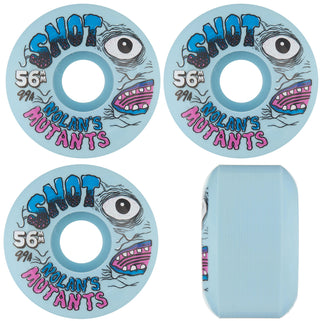 Snot Wheel Co. Skateboard Wheels 56mm Nolans Mutations Conical 99A Ice Blue