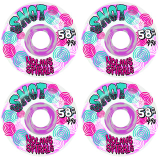 Snot Skateboard Wheels 58mm Nolan Houghton Spiral Wide Boys 99A Pink Swirl