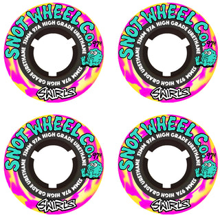 Snot Wheel Co. Skateboard Wheels 52mm Swirls 97A Pink/Yellow