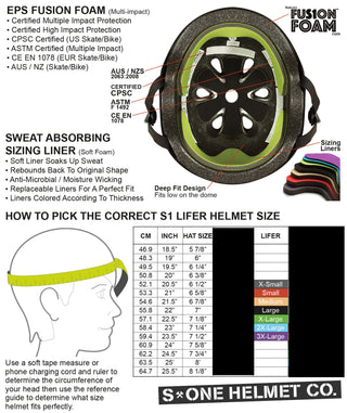 S-One Skateboard Helmet Certified Lifer Gloss/Black Stripes Size L