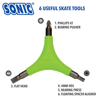 Sonic Gripz Inline Hockey Skate Tool - All-In-One - 6 Functions - Green
