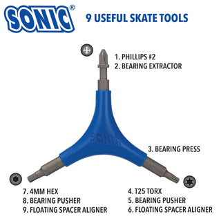 Sonic Pro Inline Hockey Skate Tool - All-In-One - 9 Functions - Blue