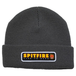 Spitfire Wheels Beanie Live to Burn Script Patch Charcoal