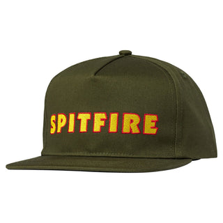 Spitfire Wheels Hat Live to Burn Script Snapback Olive