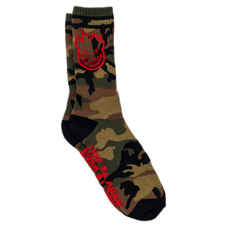 Spitfire Wheels Socks Bighead Woodland Camo/Red/Black