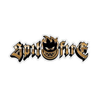 Spitfire Wheels Skateboard Sticker Gold Chome Bighead