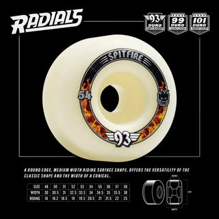 Spitfire Skateboard Wheels 53mm F4 99A Ransom Radial Black