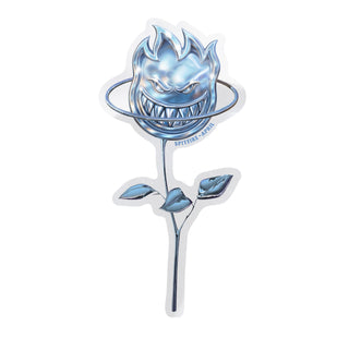 Real Skateboards Sticker April Chrome Rose Bighead Blue 2.5" x 5"