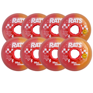 Rink Rat Roller Hockey Wheels Rinkster Splitster Rats (Special Edition) 76mm / 80mm HiLo XXX Grip Yellow/Orange 8-Pack