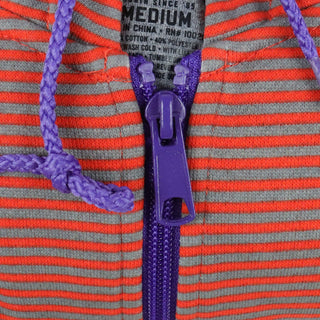 CCS Skateboard Hoodie Micro Stripe Stash Pocket Zip Orange/Grey/Purple