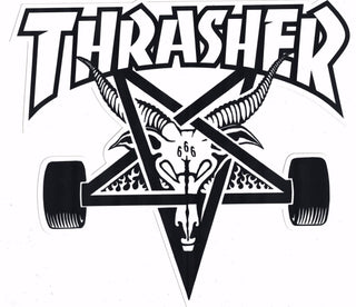 Thrasher Sticker Skate Goat Large White 8.5" x 8"