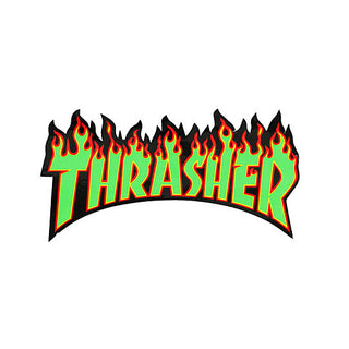 Thrasher Sticker Flame Logo Large Green 5" x 10.25"