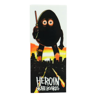Heroin Skateboards Sticker Basalt on Precinct 13 Black 2.25" x 5.5"