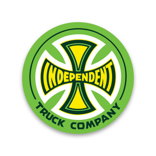Independent Trucks Sticker Truck Co Legacy Cross Green/Yellow 3"