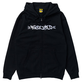 Krooked Skateboards Sweatshirt Brush Skript Embroidered Pigment Black/White