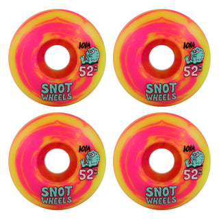 Snot Wheel Co. Skateboard Wheels 52mm Swirls 101A Yellow/Pink