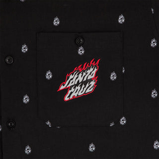 Santa Cruz Skateboards Shirt Screaming Fire Button Up Black