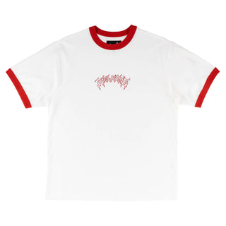Welcome Skateboards Shirt Barb Ringer White/Red 
