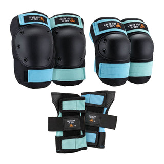 Triple 8 Skateboard Saver 3-Pack Knee/Elbow/Wrist Pads Skate Like a Girl Black/Blue Size S
