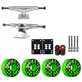 Thunder Skateboard Trucks 148 8.25" Kit Bones 52mm V4 Block Party Green Wheels/Bearings/Hardware