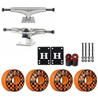 Thunder Skateboard Trucks 148 8.25" Kit Bones 52mm V4 Block Party Orange Wheels/Bearings/Hardware