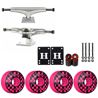 Thunder Skateboard Trucks 148 8.25" Kit Bones 52mm V4 Block Party Pink Wheels/Bearings/Hardware