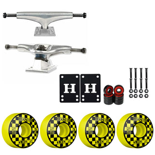 Thunder Skateboard Trucks 148 8.25" Kit Bones 52mm V4 Block Party Yellow Wheels/Bearings/Hardware