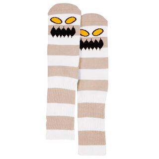 Toy Machine Skateboards Socks Monster Big Stripe Tan Adult Crew