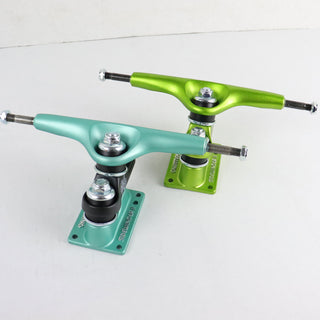 Gullwing Sidewinder Longboard Trucks Mismatched Set 10" Axle Green / Blue