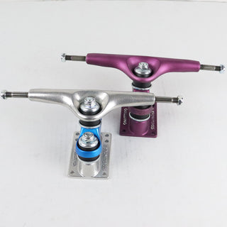 Gullwing Sidewinder Longboard Trucks Mismatched Set 9" Axle Purple/Silver