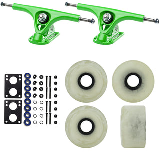 Paris Longboard Trucks, Wheels, Hardware, and Abec 7 Bearings Kit - V2 180 Green + Blank Ghost White 65mm 78A