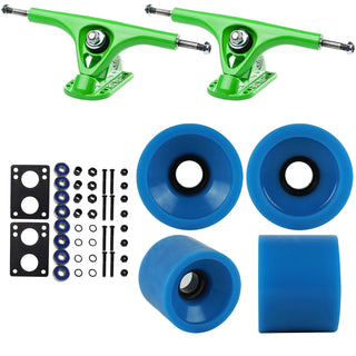 Paris Longboard Trucks, Wheels, Hardware, and Abec 7 Bearings Kit - V2 180 Green + Blank Royal Blue 68mm 78A