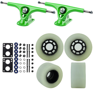 Paris Longboard Trucks, Wheels, Hardware, and Abec 7 Bearings Kit - V2 180 Green + Blank White 70mm 78A