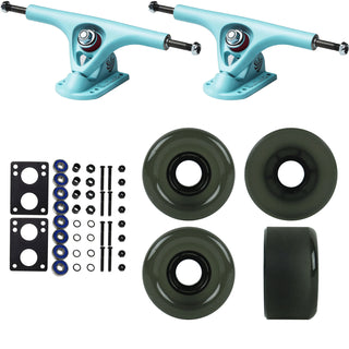 Paris Longboard Trucks, Wheels, Hardware, and Abec 7 Bearings Kit - V2 180 Blue + Blank Smoked Black 65mm 78A