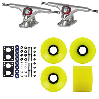 Paris Longboard Trucks, Wheels, Hardware, and Abec 7 Bearings Kit - V2 180 Raw + Blank Yellow 65mm 82A