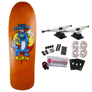 Toxic Skateboard Complete Darren Menditto Cat Orange/Yellow 10" x 32" Old School